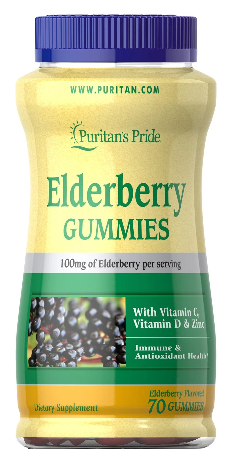 Puritan's Pride Elderberry Gummies with Vitamin C, D & Zinc-70 Gummies