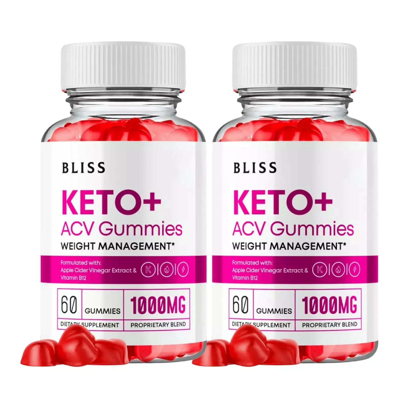 2-Pack Bliss Keto Gummies, Bliss Keto ACV Gummies Weight Loss (120 Gummies)