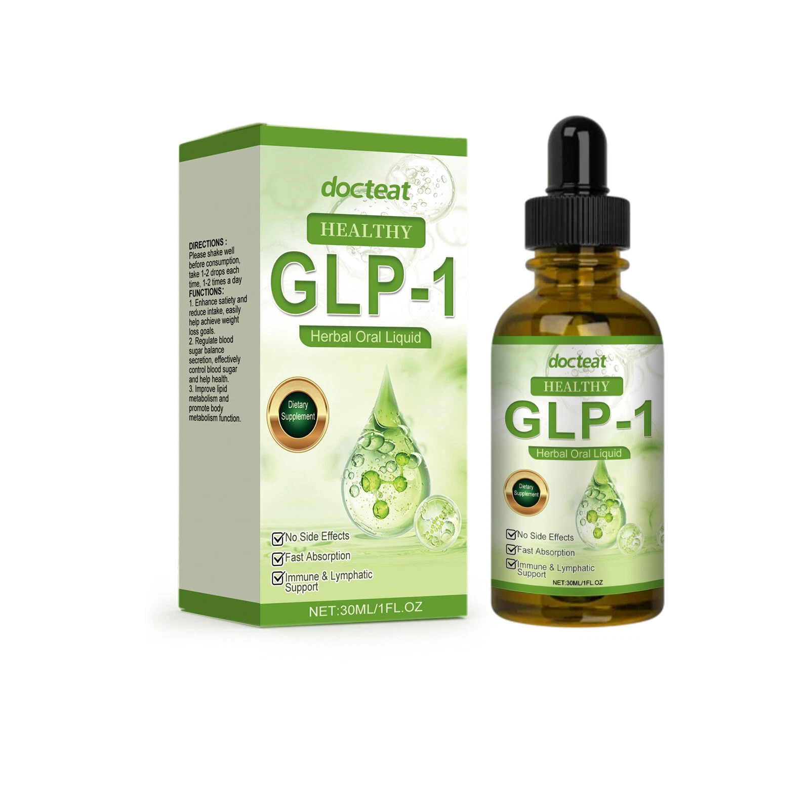 1-3X GLP-1 Herbal Weight Loss Fat Burner Drops Diet Supplement Slimming Drops