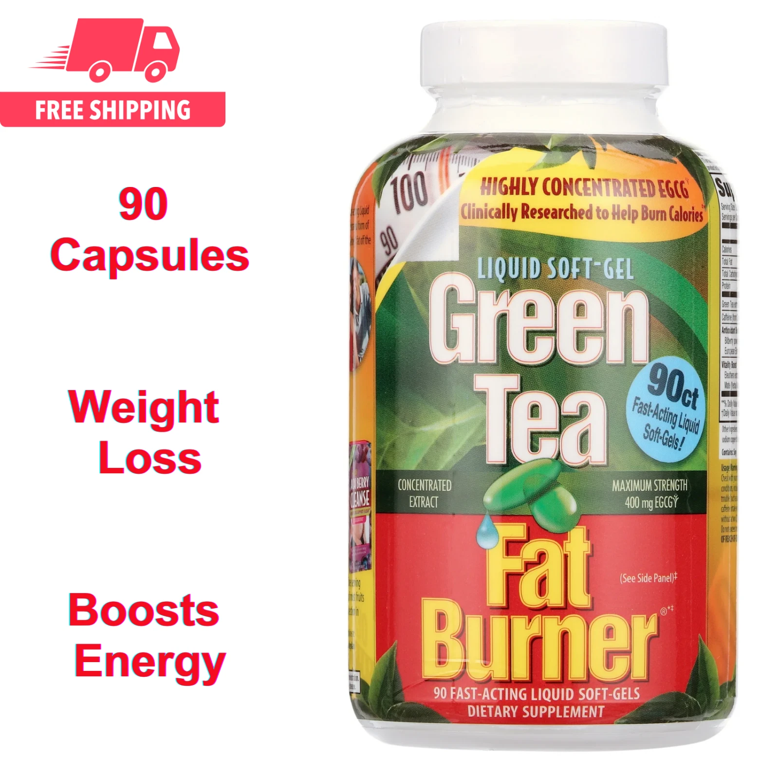 Green Tea Fat Burner Supplement 90 Count Weight Loss Antioxidant, Boosts Energy