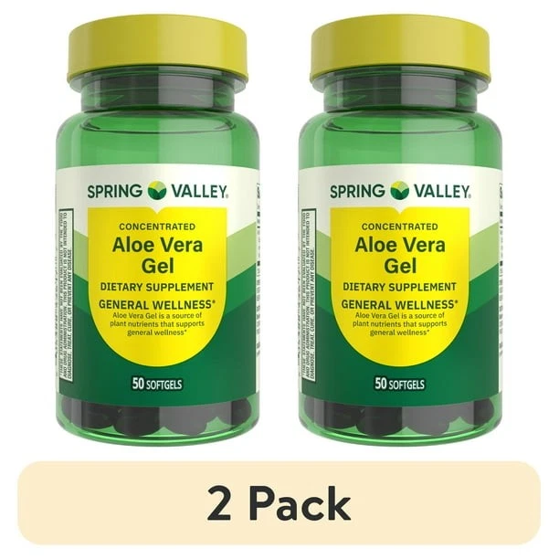 (2 Pack) Spring Valley Aloe Vera Gel 50 Ct – Concentrated Wellness Supplement