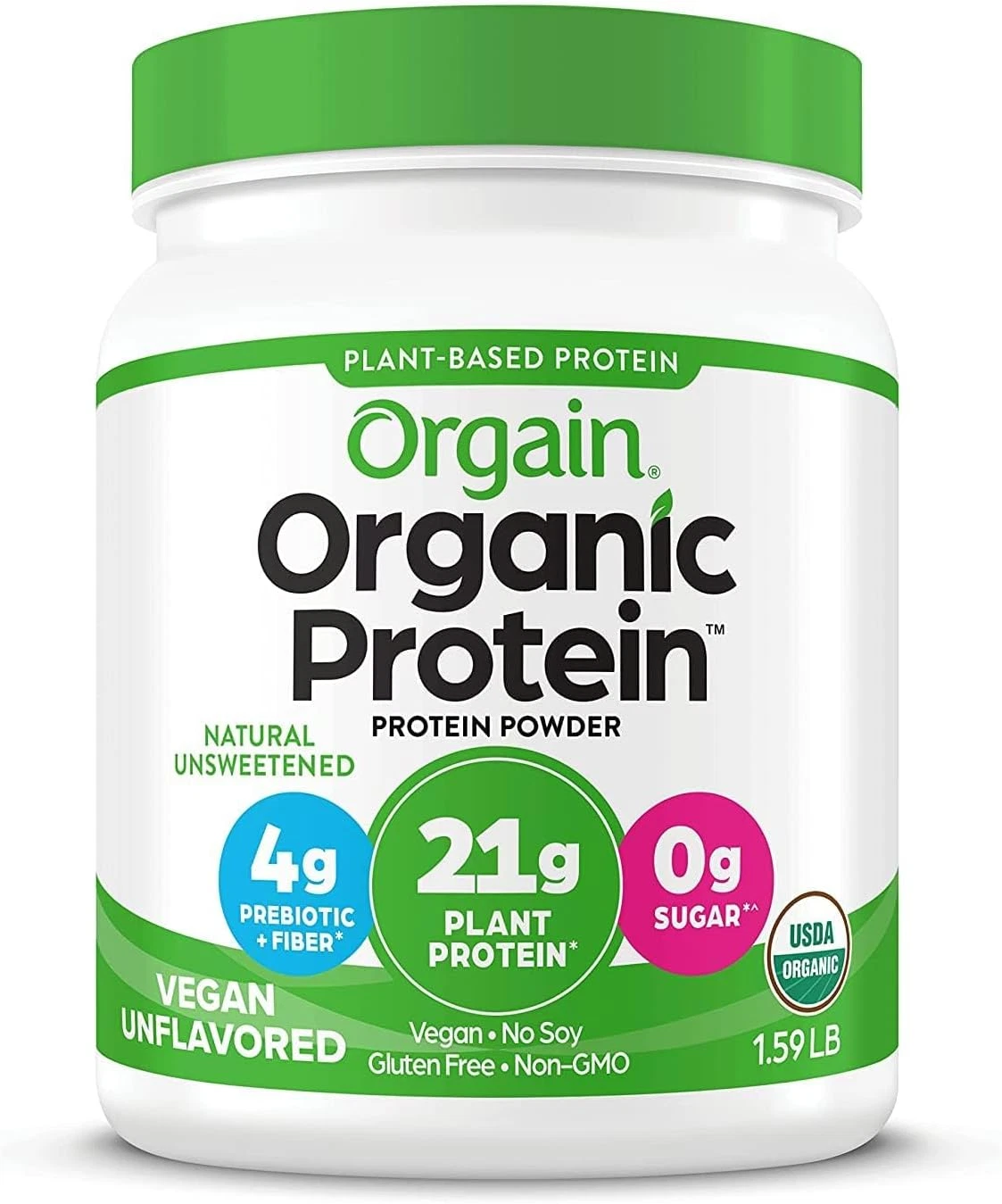 Organic Unflavored Vegan Protein Powder, Natural Unsweetened 21G of Plant Based