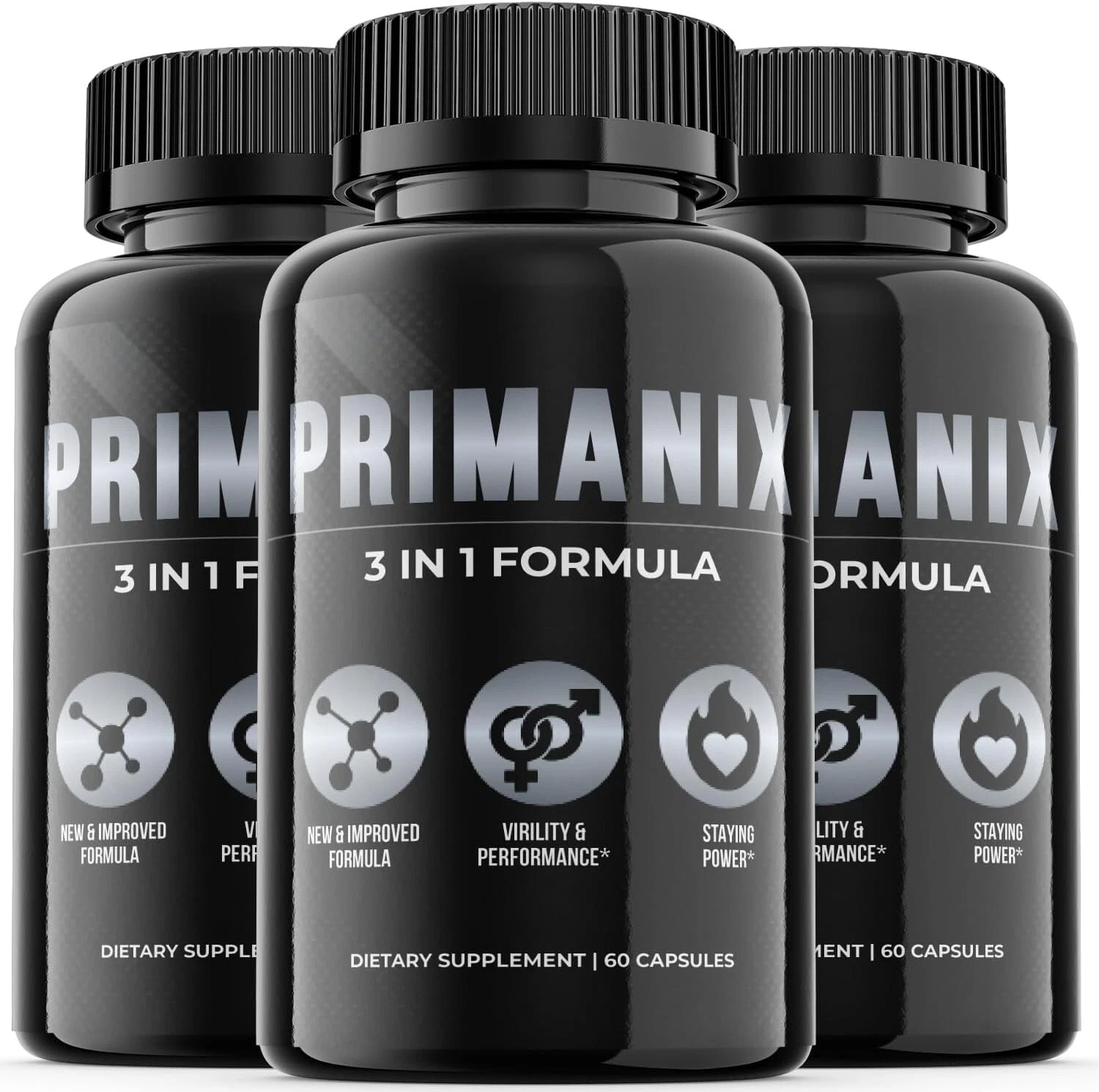 (3 Pack) Primanix Pills - Male Vitality Supplement Pills, Vegan - 180 Capsules