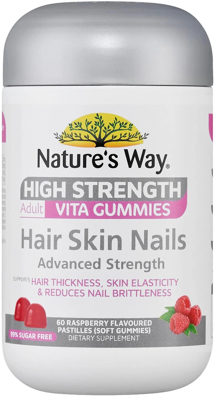 Hair Skin Nails 60 High Strength Adult Vita Gummies x 3 Pack Nature's Way