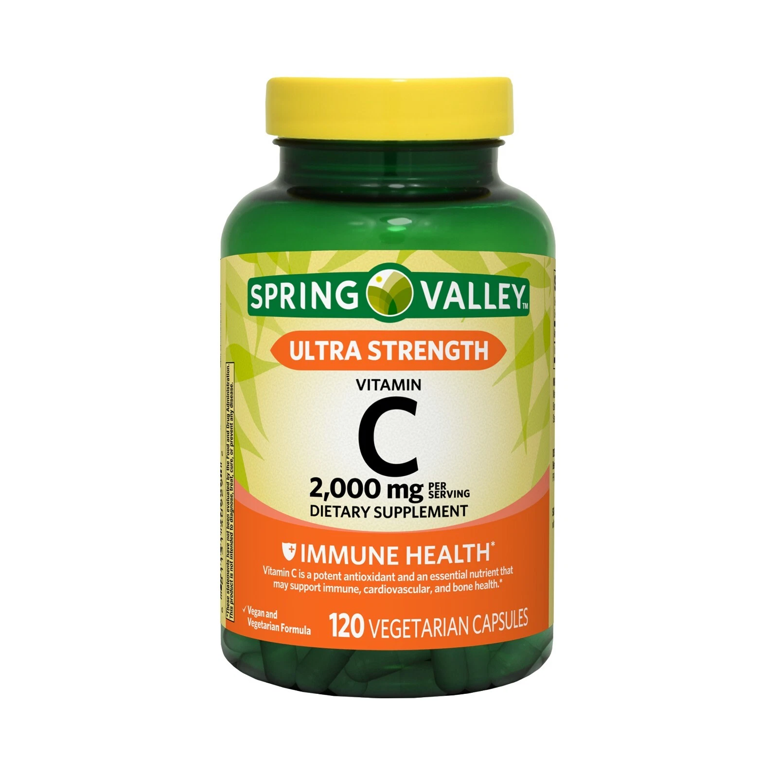 Spring Valley Ultra Strength Vitamin C Vegetarian Capsules, 2000 mg, 120 Ct