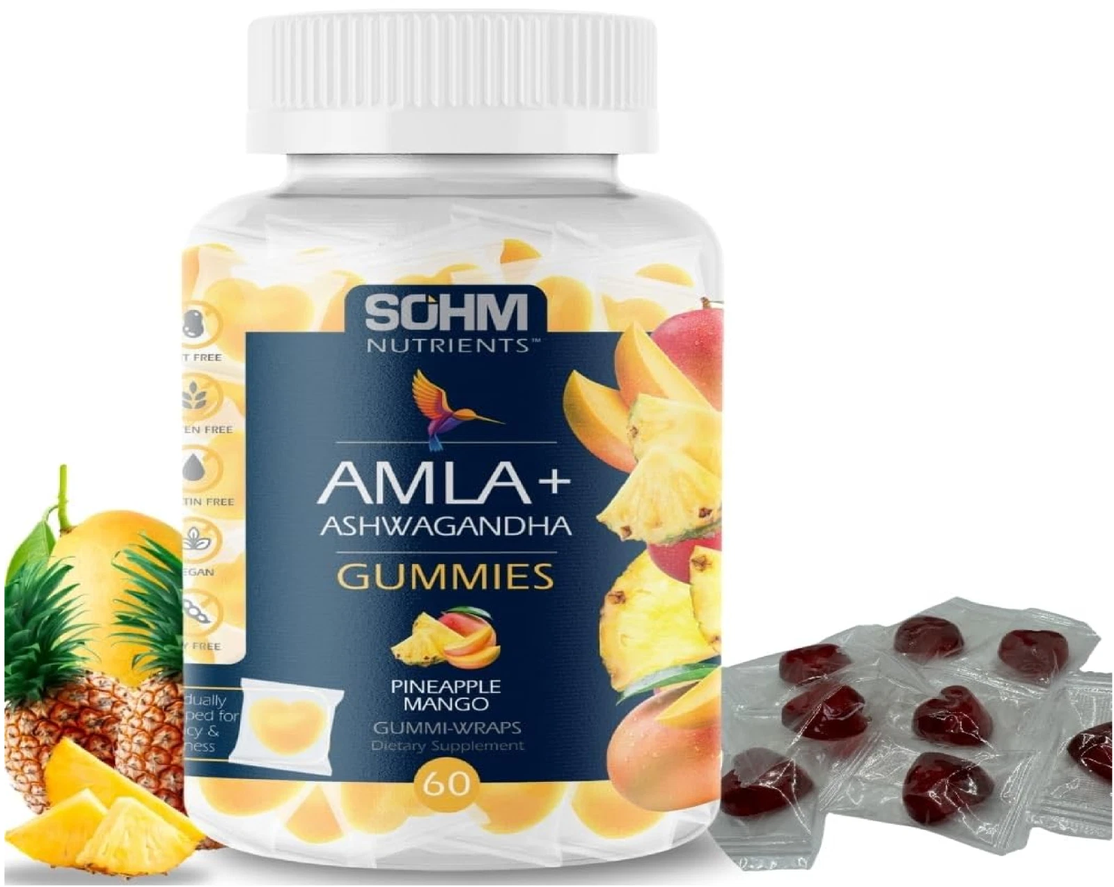 Amla and Ashwagandha Gummies, 60 Count Individually Wrapped , Supports Healthy I