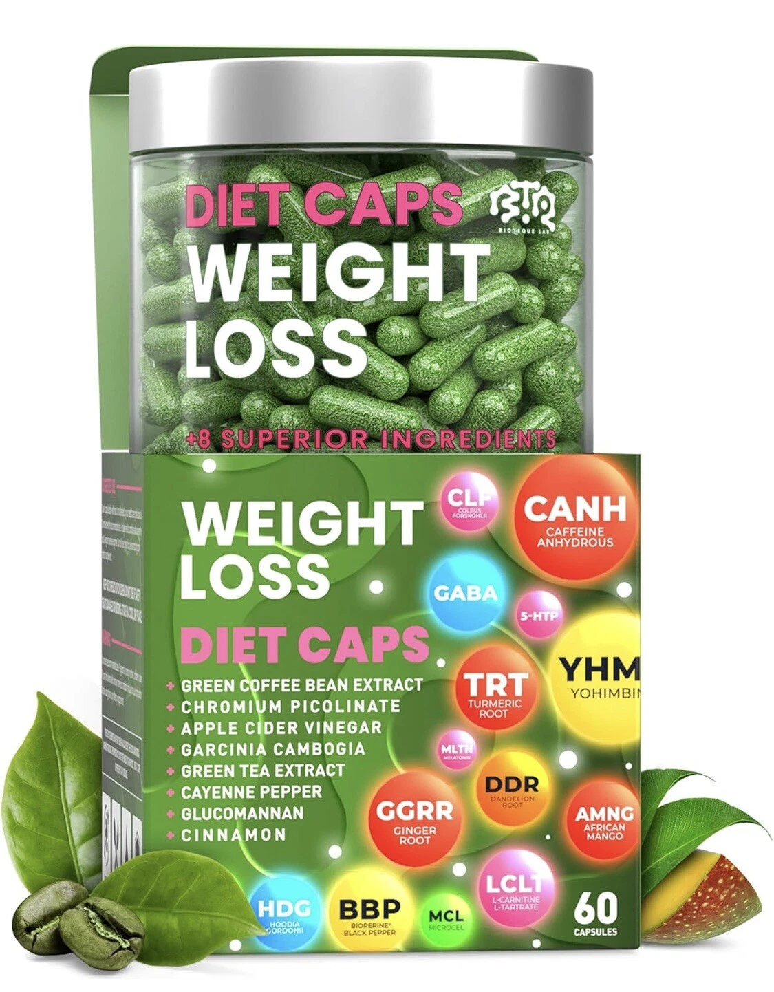 Weight Loss Diet Capsules, Natural Appetite Suppressant, Fat Burner Metabolism