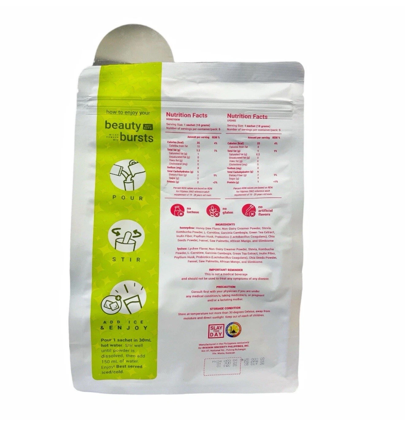 Ryxskin Beauty Bursts GUT GLOW - Honeydew & Lychee