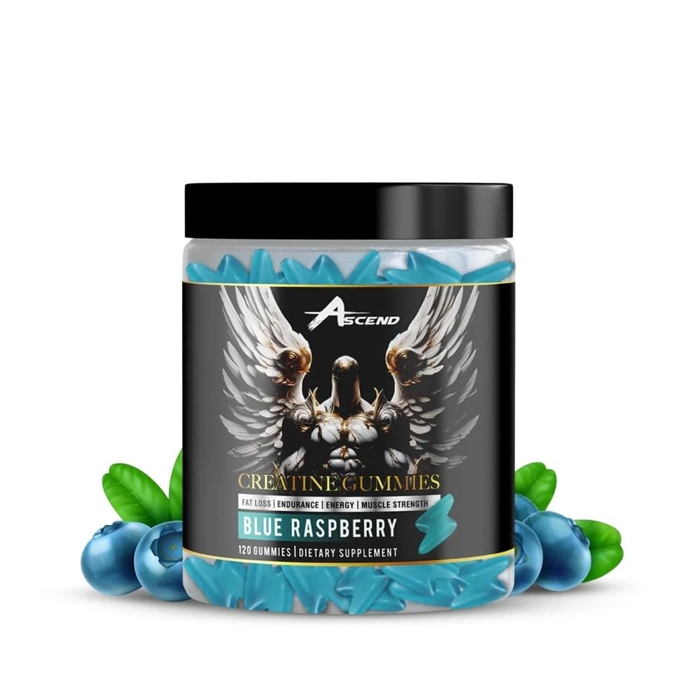 Ascend Creatine Monohydrate Gummies, 5000mg, (30 Servings, Blue Raspberry