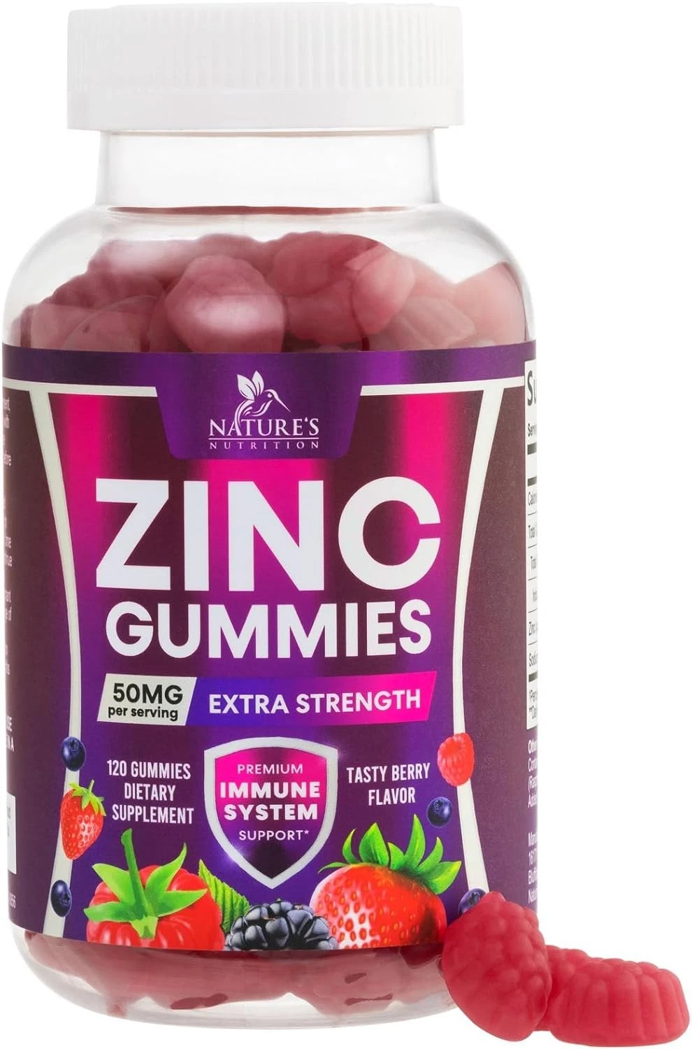Zinc Gummies 50mg - Bone Skin & Immune Support Health Gummy, Premium Antioxidant