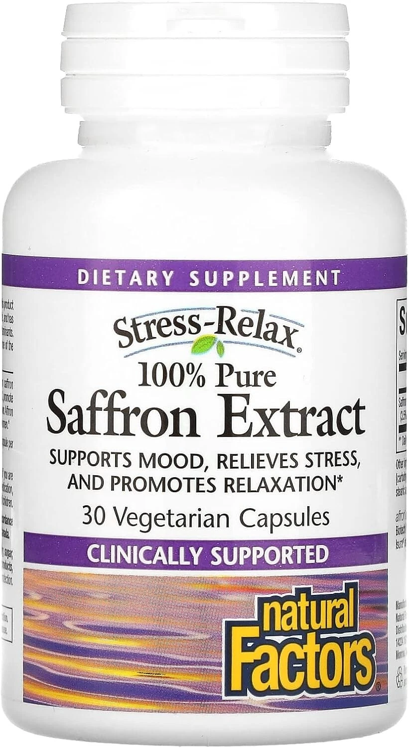 Natural Factors Stress-Relax 100% Pure Saffron Extract,30 Vegetarian Capsules