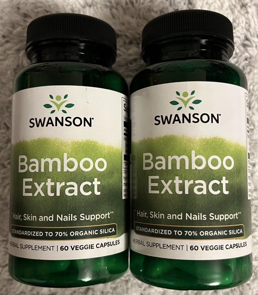 120 Veg Caps Bamboo Extract 70% Organic Natural Silica Skin Nail Health