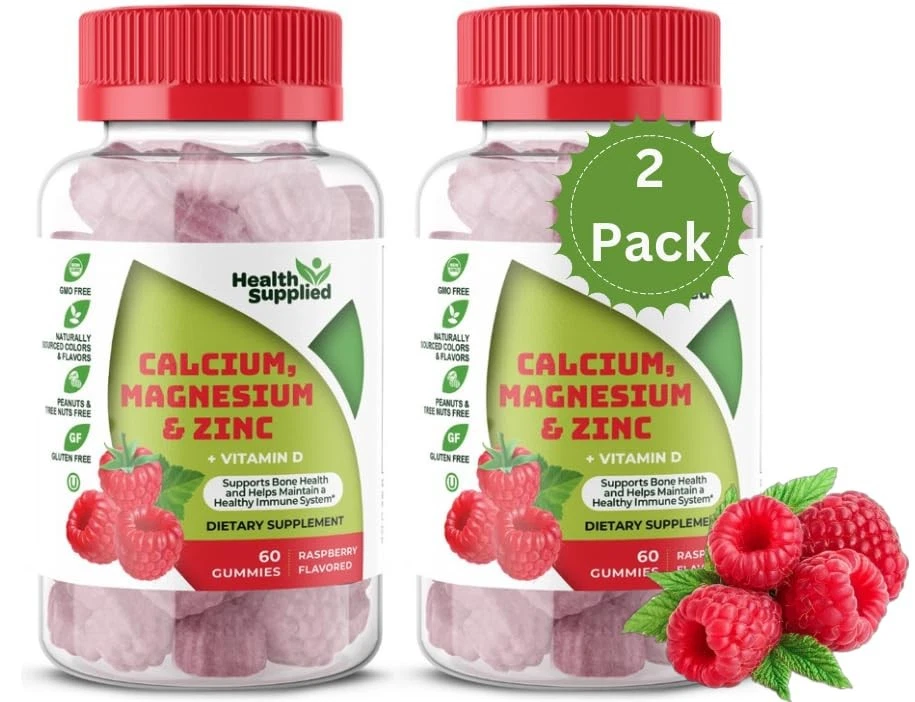 Calcium Magnesium & Zinc + Vitamin D Gummies | Bone Health Immune Health Ener...