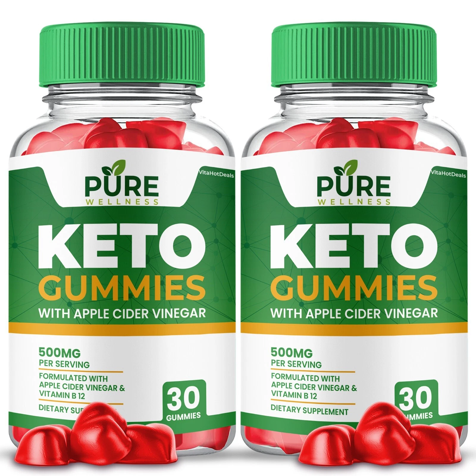 Pure Wellness Keto ACV Gummies, Max Strength Formula for Men and Women (2 Pack)