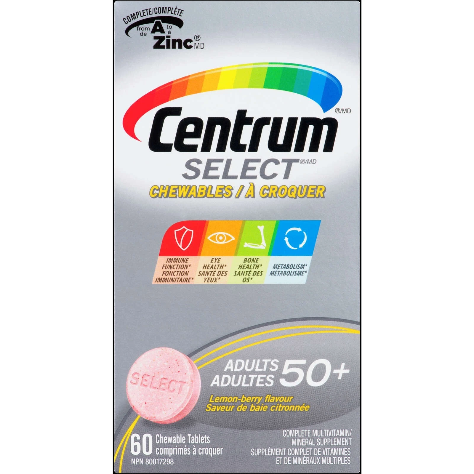 Centrum Select Essentials Adults 50+ Multivitamin Chewable Tabs 60 pcs NEW