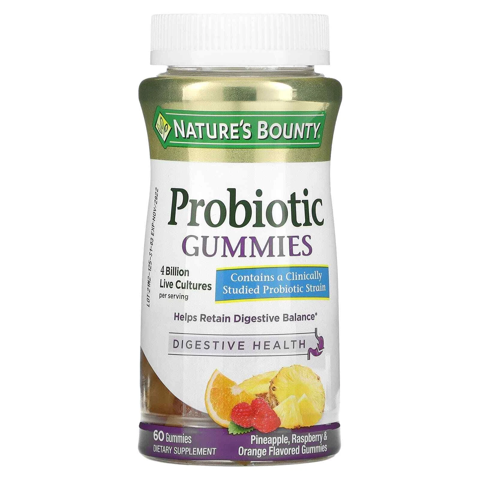 2 X Nature's Bounty, Probiotic Gummies, Pineapple, Raspberry & Orange , 4 Billio