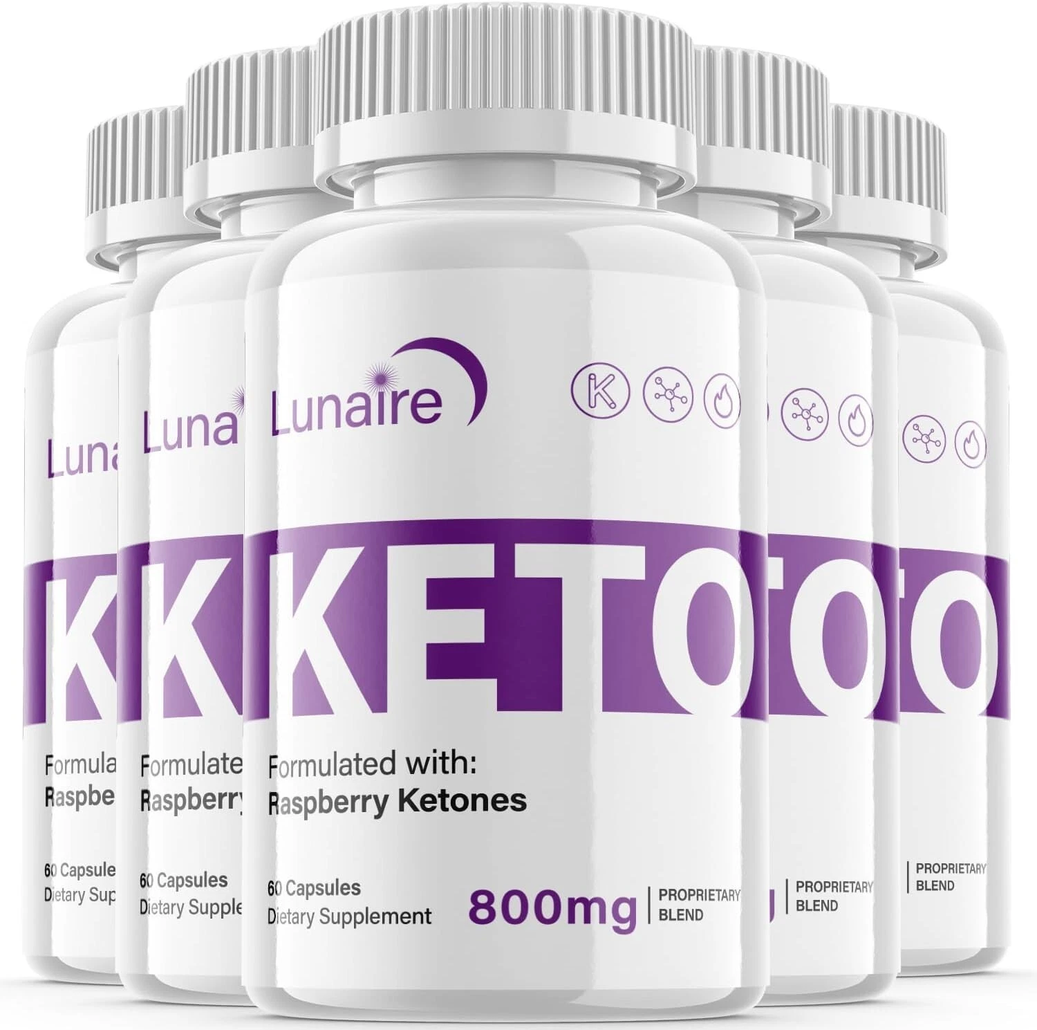 (5 Pack) Lunaire Keto Pills - Support Weight Loss & Fat Burn 800mg - 300 Pills