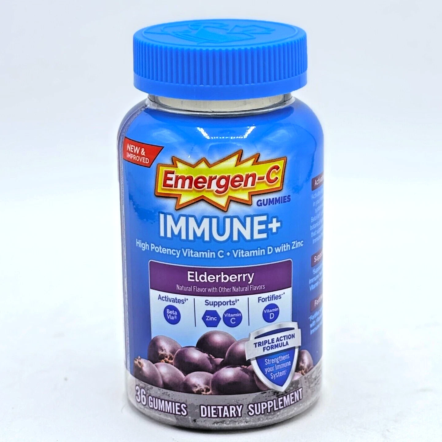 Emergen-C Immune+ Elderberry Gummies, 750 mg Vitamin C with Vitamin D Zinc 10/25