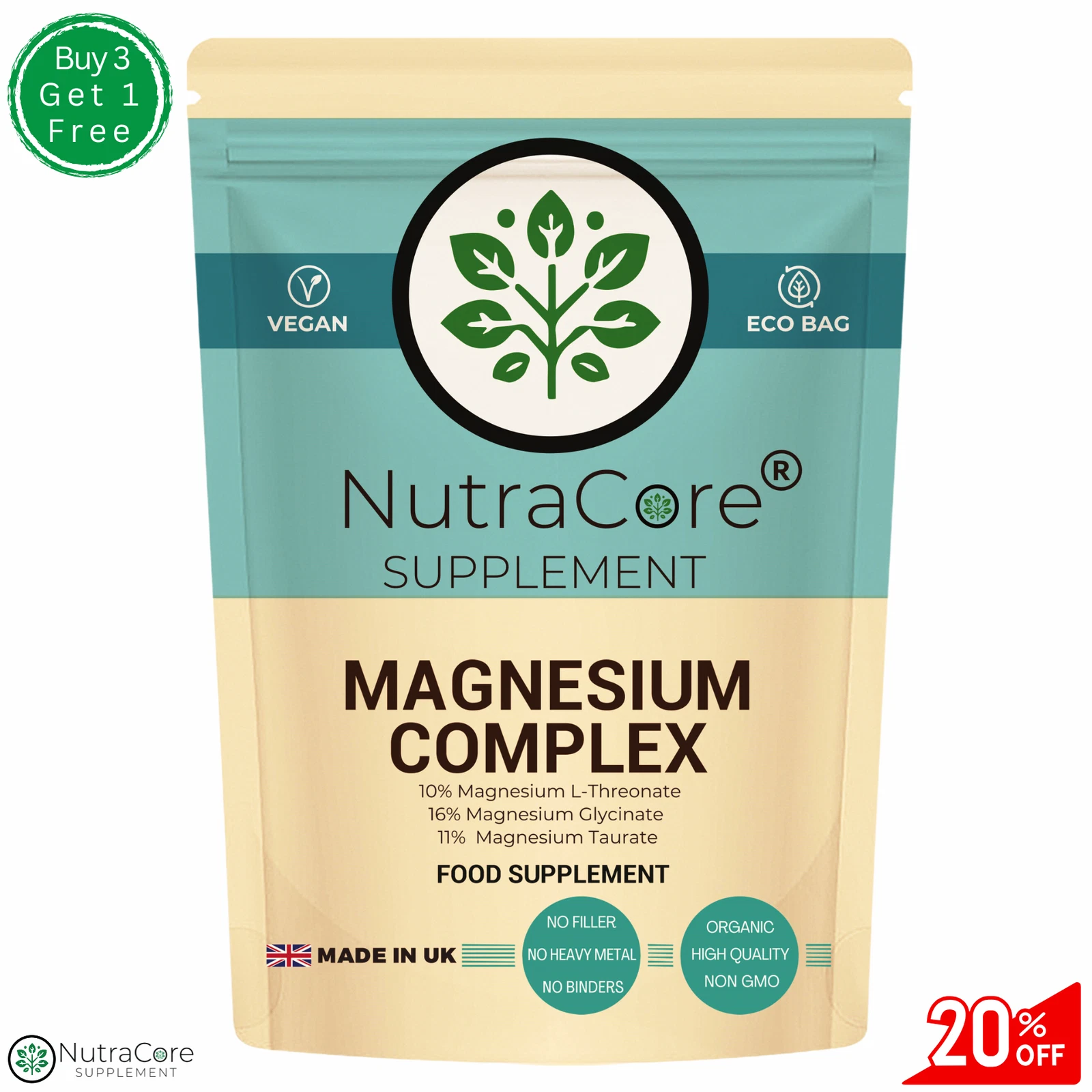 Magnesium Complex Caps 750mg(mag. Glycinate, mag. Taurate&Mag. L-Threonate)90Cap