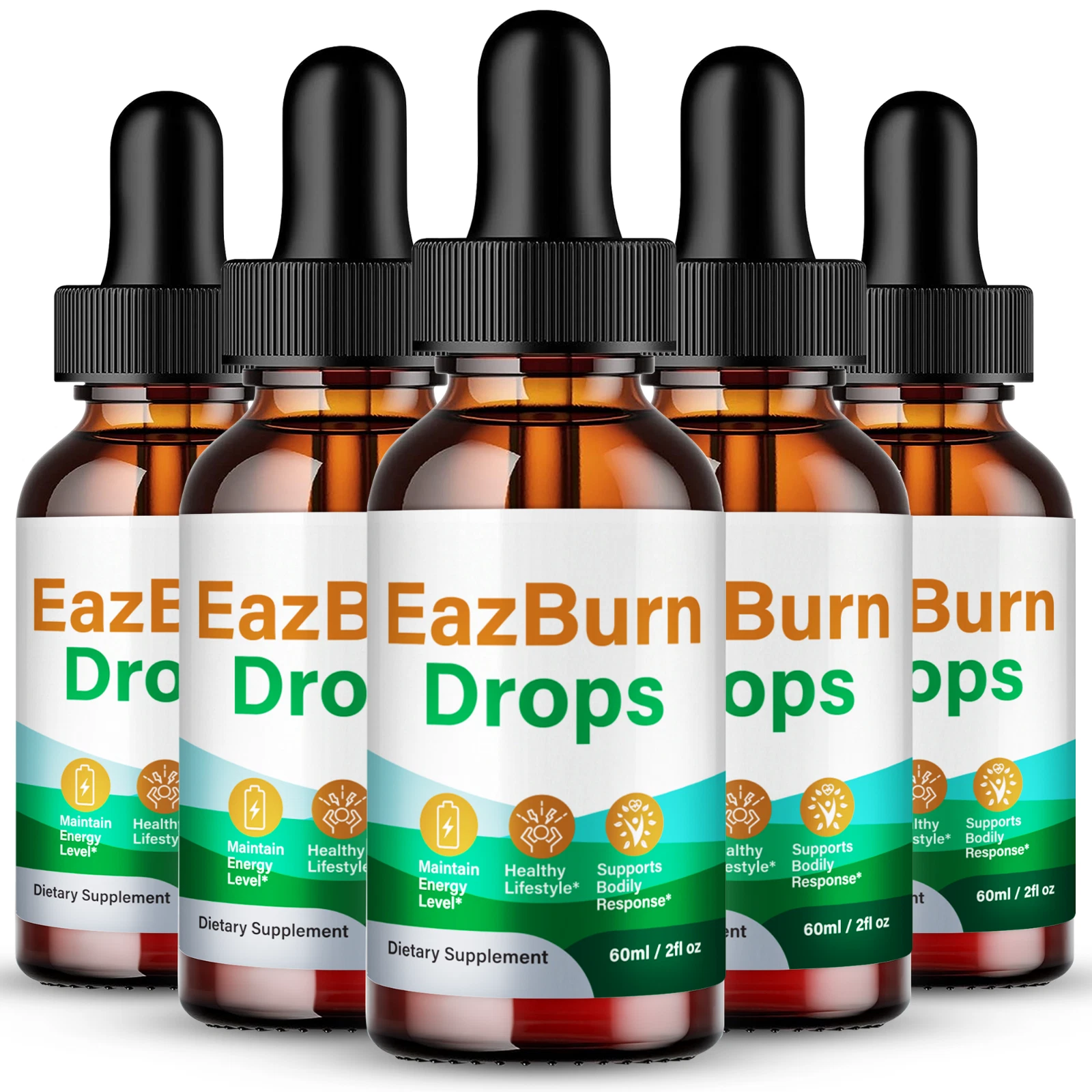 (5 Pack) EazBurn Liquid Drops, EazBurn Weight Loss for Fat Burning & Energy