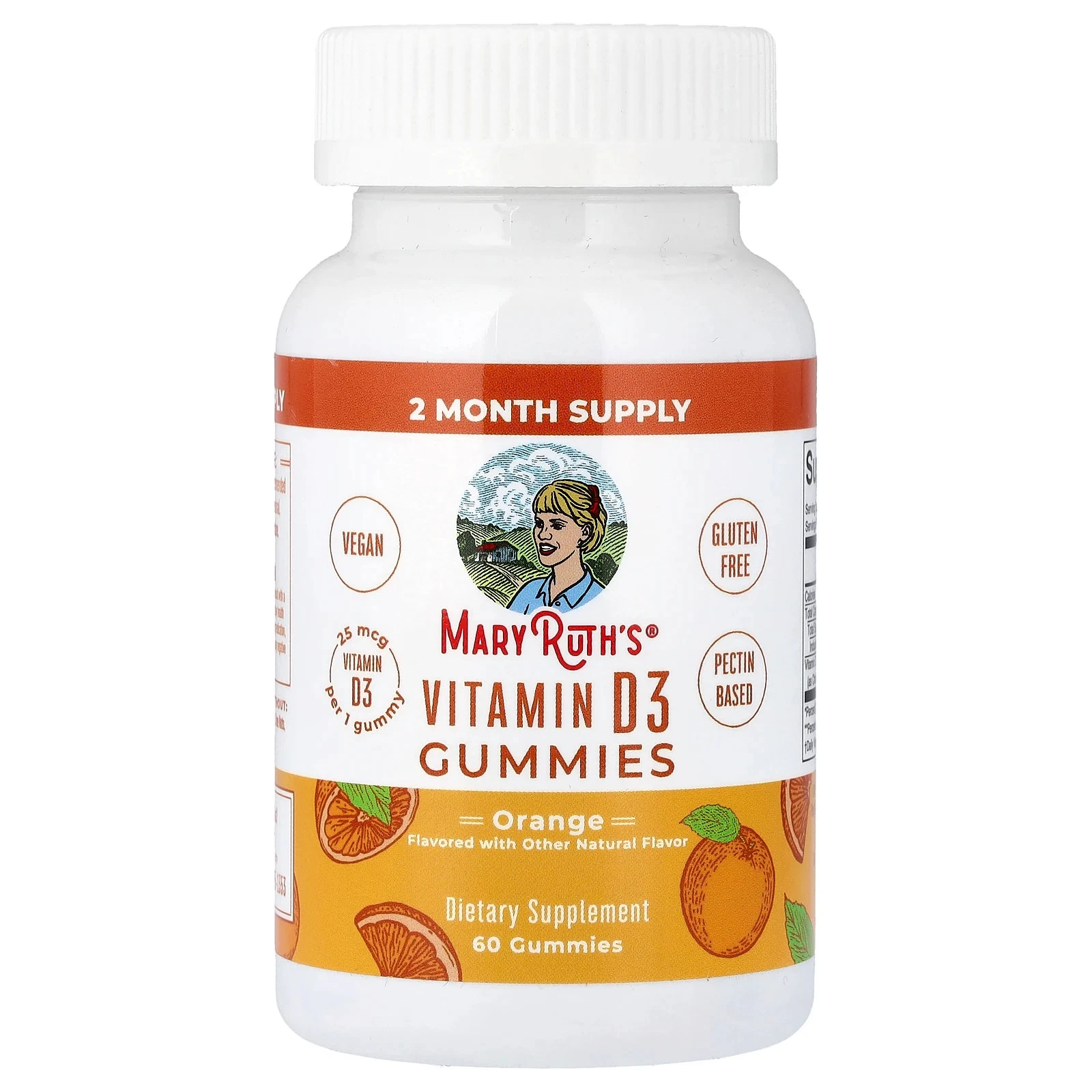 Vitamin D3 Gummies, Orange, 25 mcg, 60 Gummies