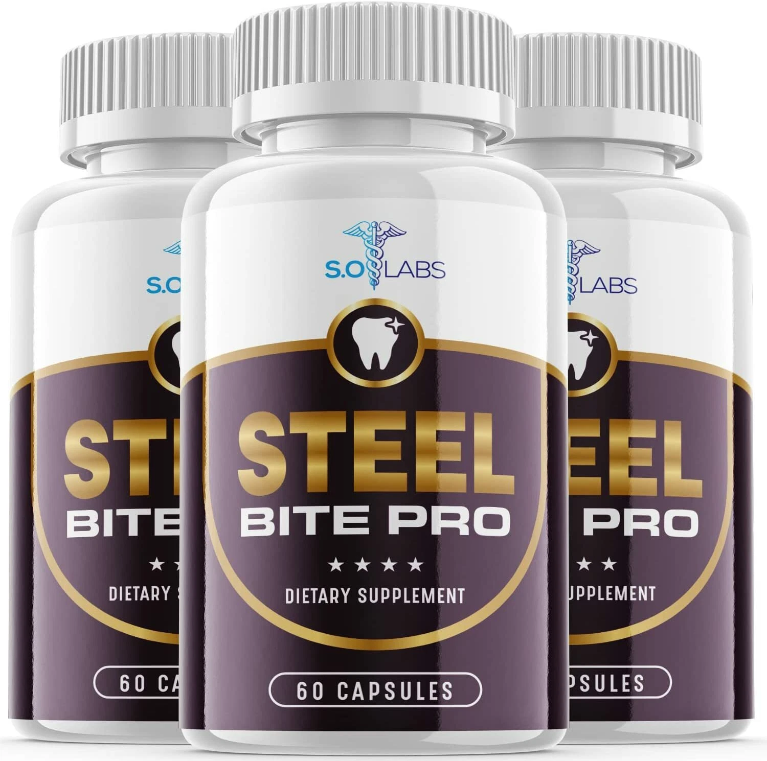 3-Steel Bite Pro Dental Dietary Supplement Pills for Teeth and Gums Repair