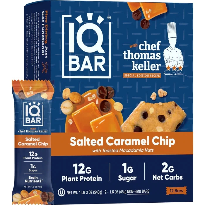 IQ Protein Bar Salted Carmel Chip Choc Sea Salt 2 Bar Sampler 12g Protein