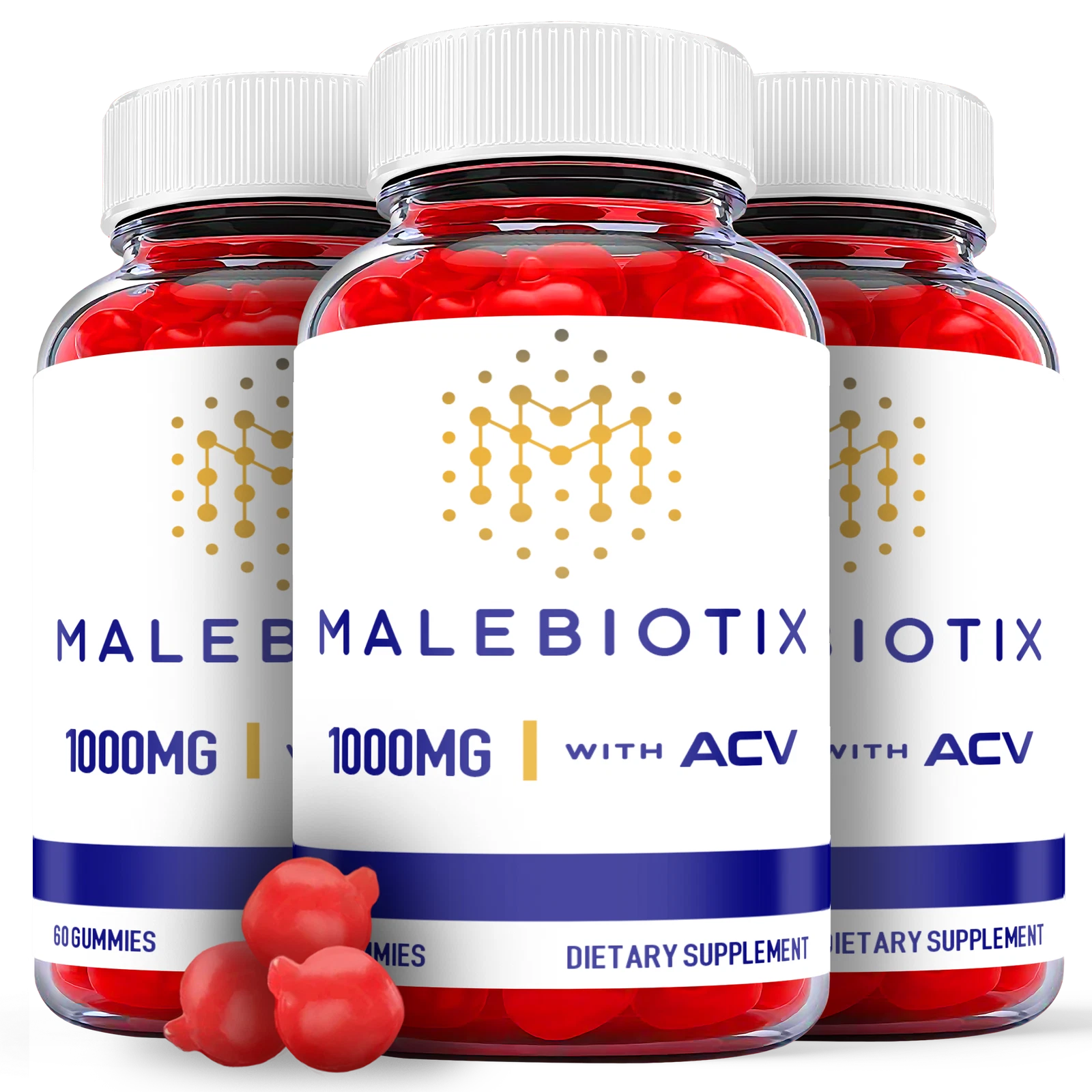 (3 Pack) Malebiotix Gummies - Male Enhancement Support Supplement - 180 Gummies