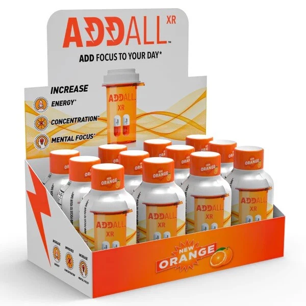 Addall XR Orange Drink Shots 12 Pack EXPIRED 2/2025