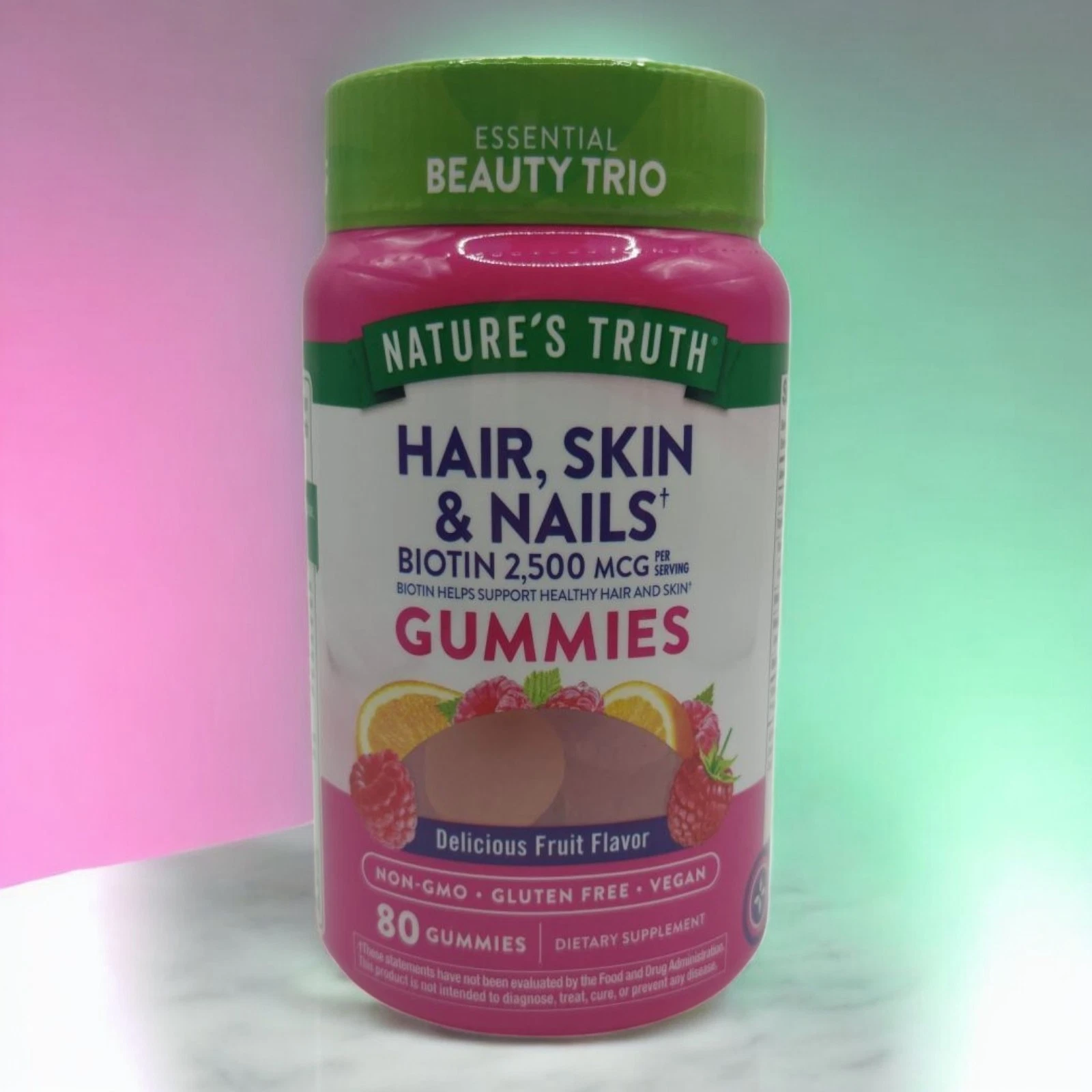 Nature's Truth Hair Skin Nails Natural Fruit Flavored Gummies 80 Count