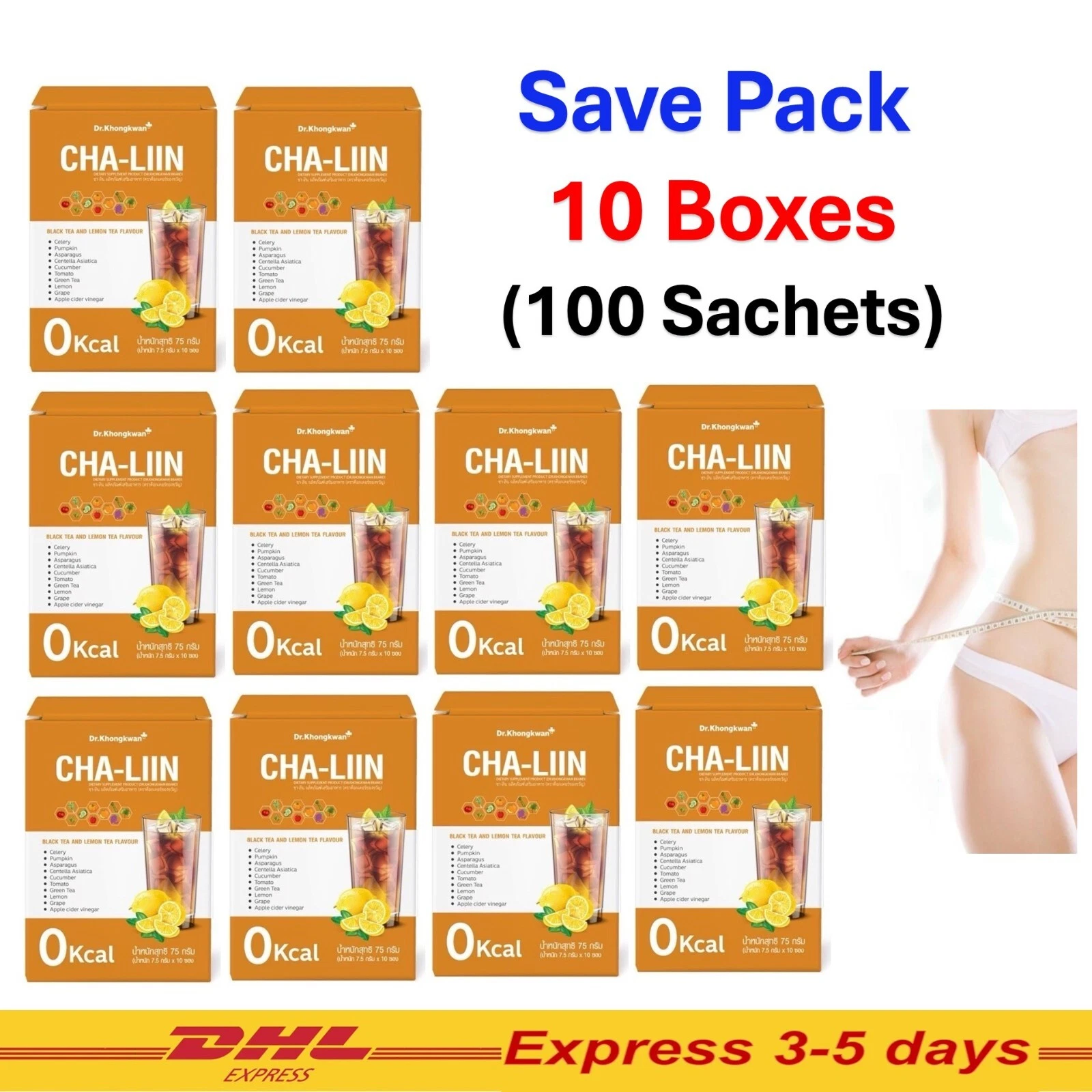 10X Cha-Liin Dietary Supplement Lemon Tea Flavor Weight Control Slim Shape Exped