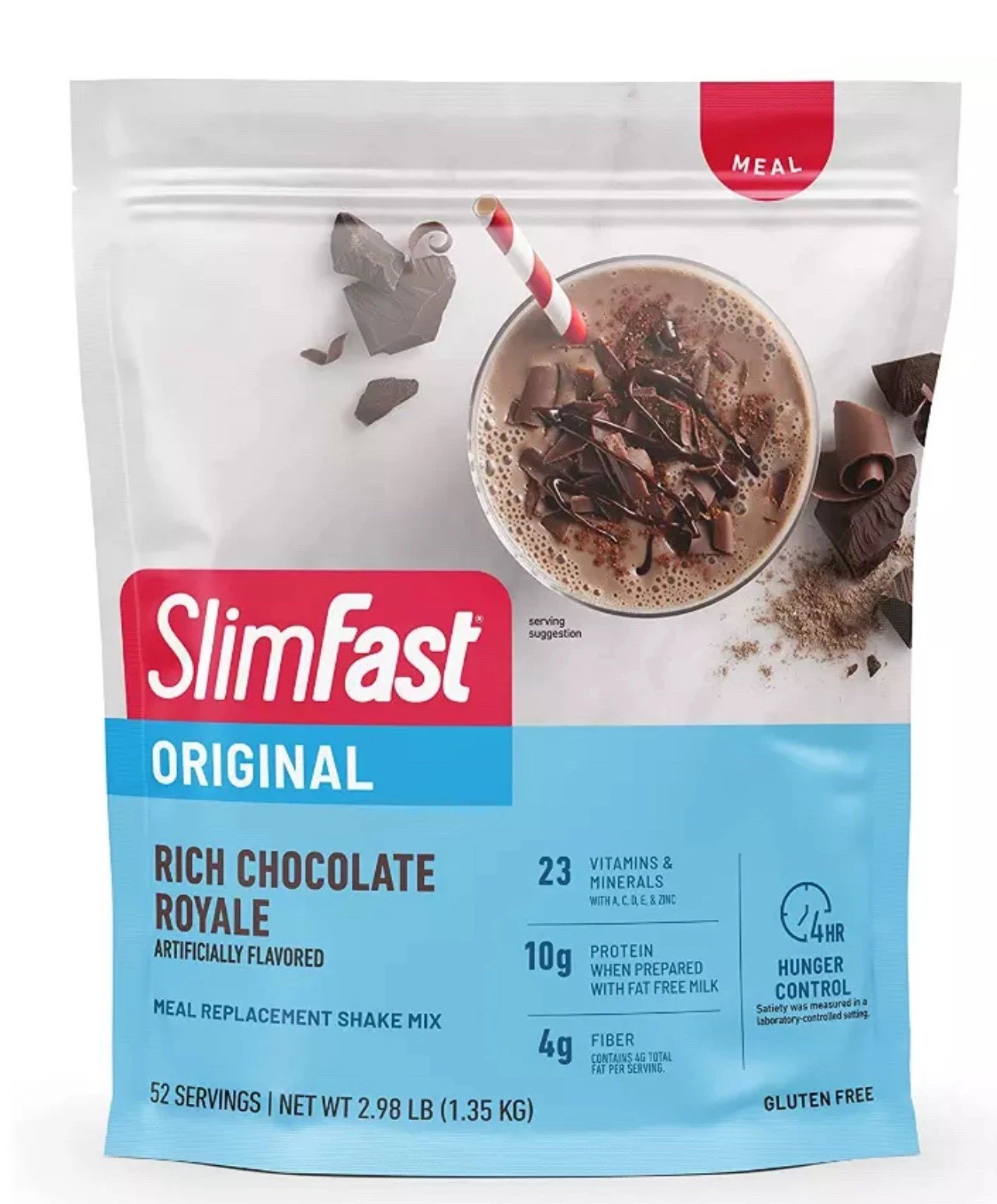 SlimFast Powder Original Rich Chocolate Royale Shake Mix 10g of Protein, 52 Serv