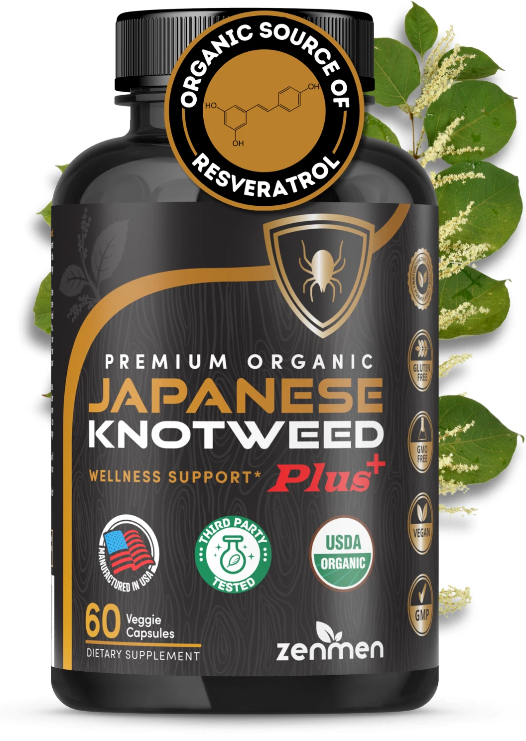 ZenMen Japanese Knotweed Capsules - Made in the USA, USDA, Gluten Free, Non-GMO