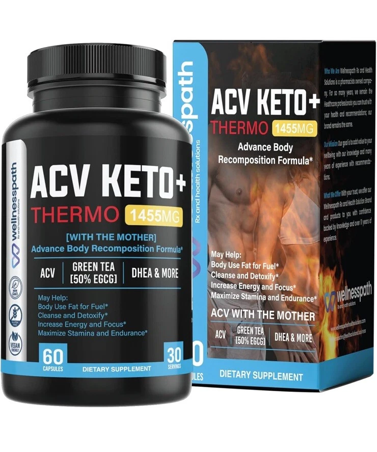 ACV Keto + Thermo Advance Body Recomposition 60 Capsules with Green Tea & DHEA