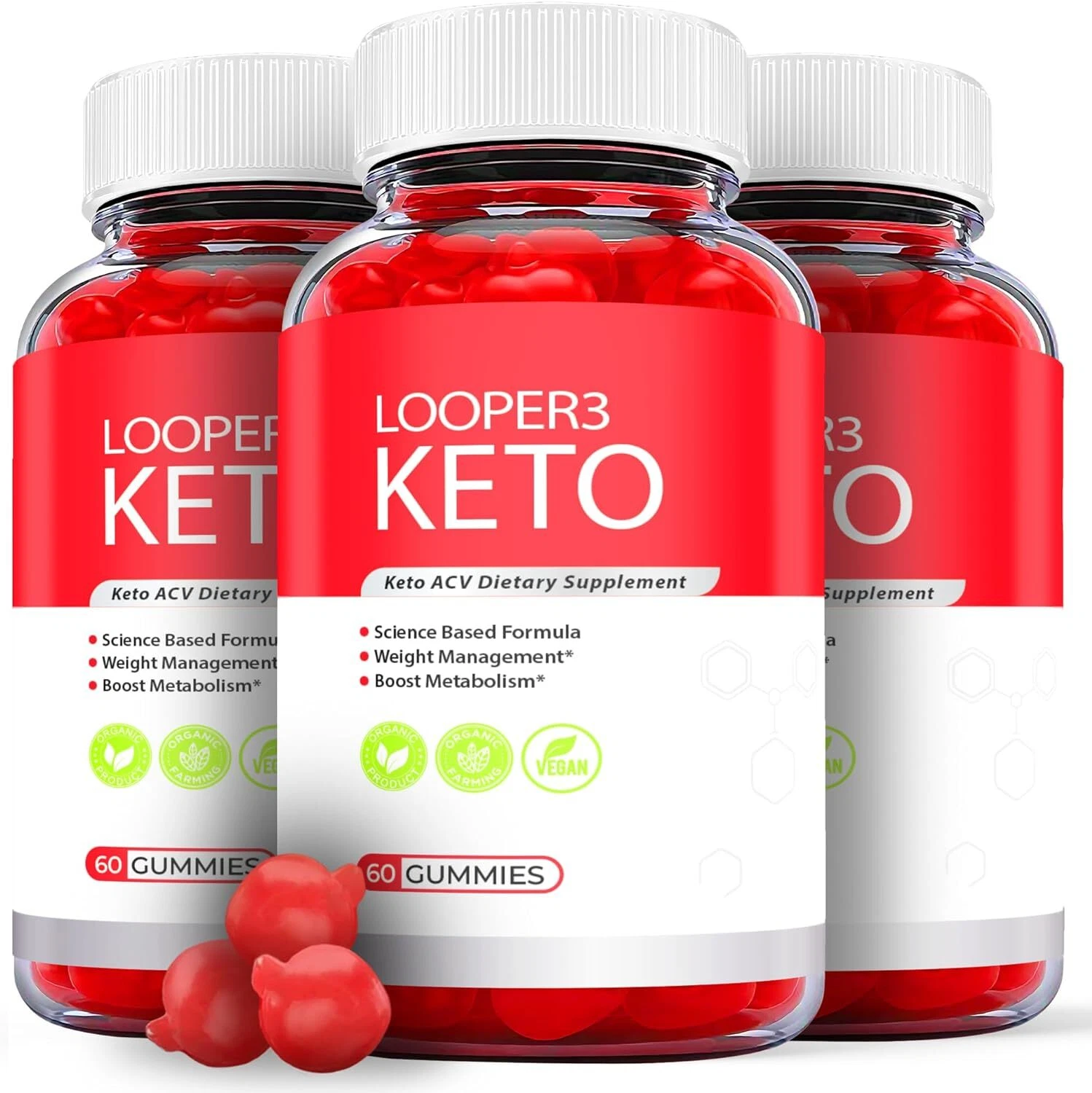 (3 Pack) Looper3 Keto Gummies, ACV Keto Gummies for Weight Loss (180 Gummies)