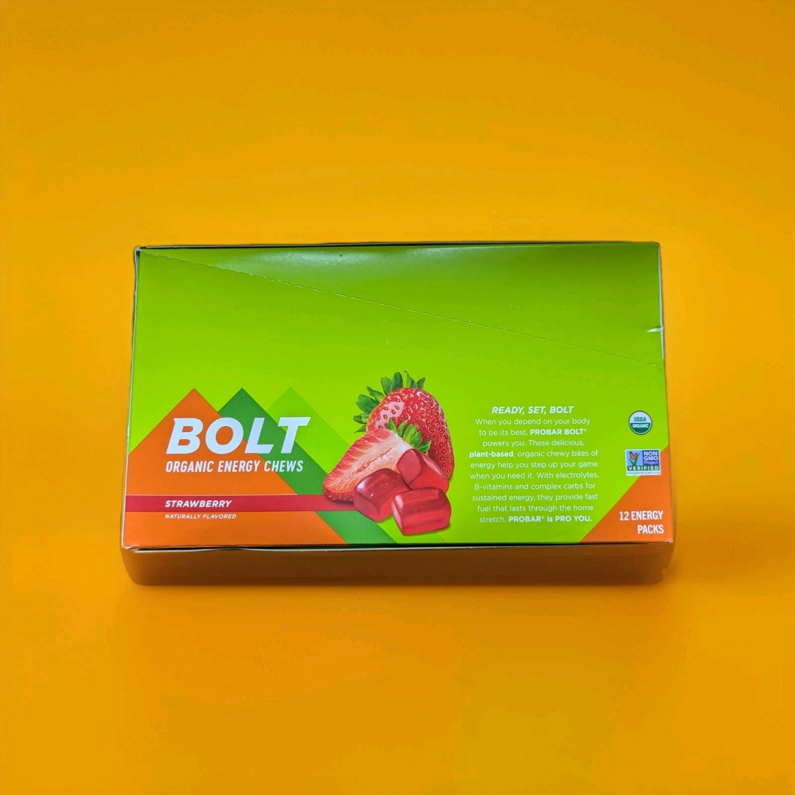 Probar BOLT - Organic Energy Chews Strawberry 12 pack - BBD-07/2025