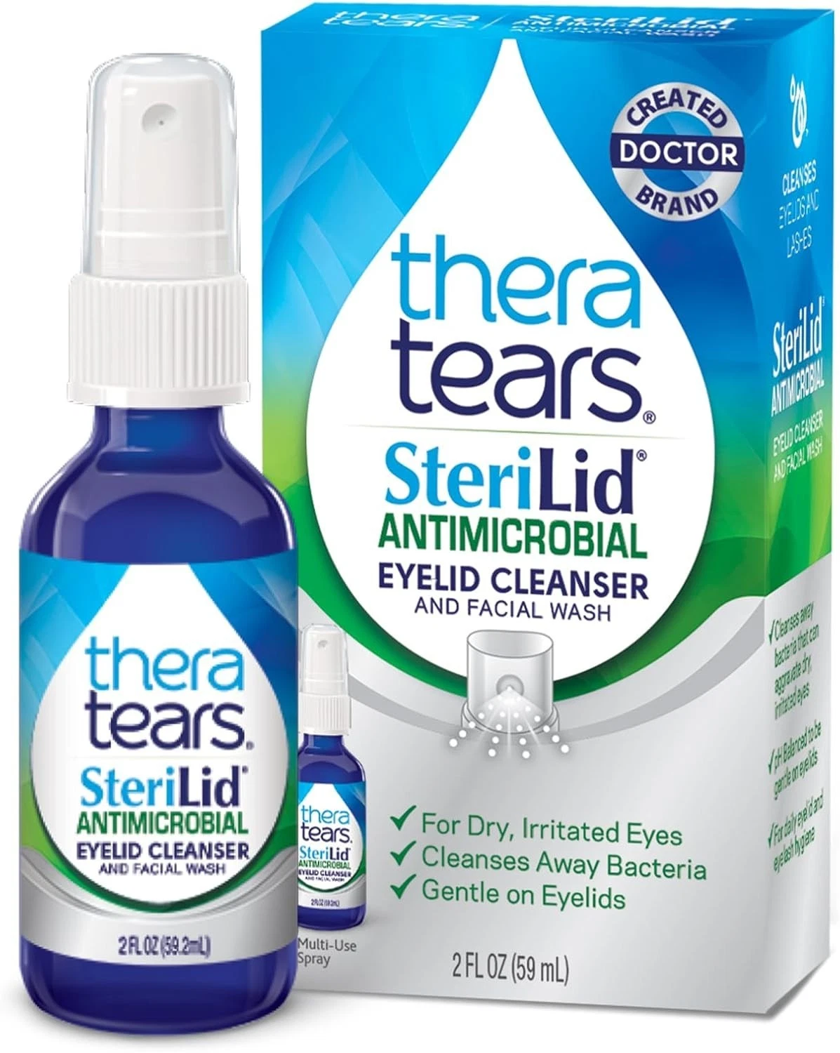 Theratears Sterilid Antimicrobial Eyelid Cleanser and Facial Wash, 2 Fl Oz Spray
