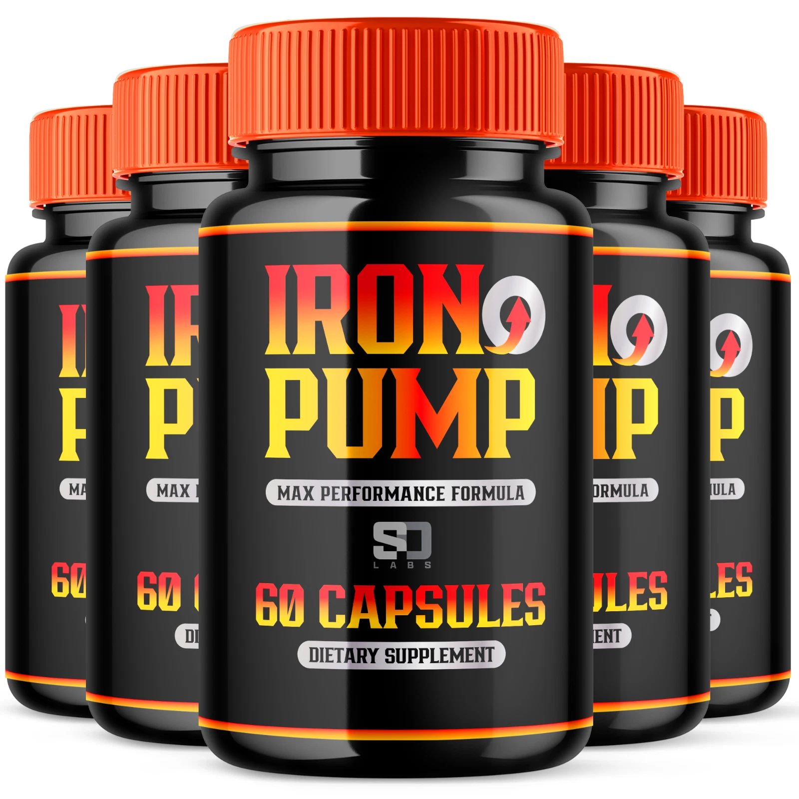 (5 Pack) Iron Pump Male Capsules - Blood Flow Muscle Function (300 Capsules)