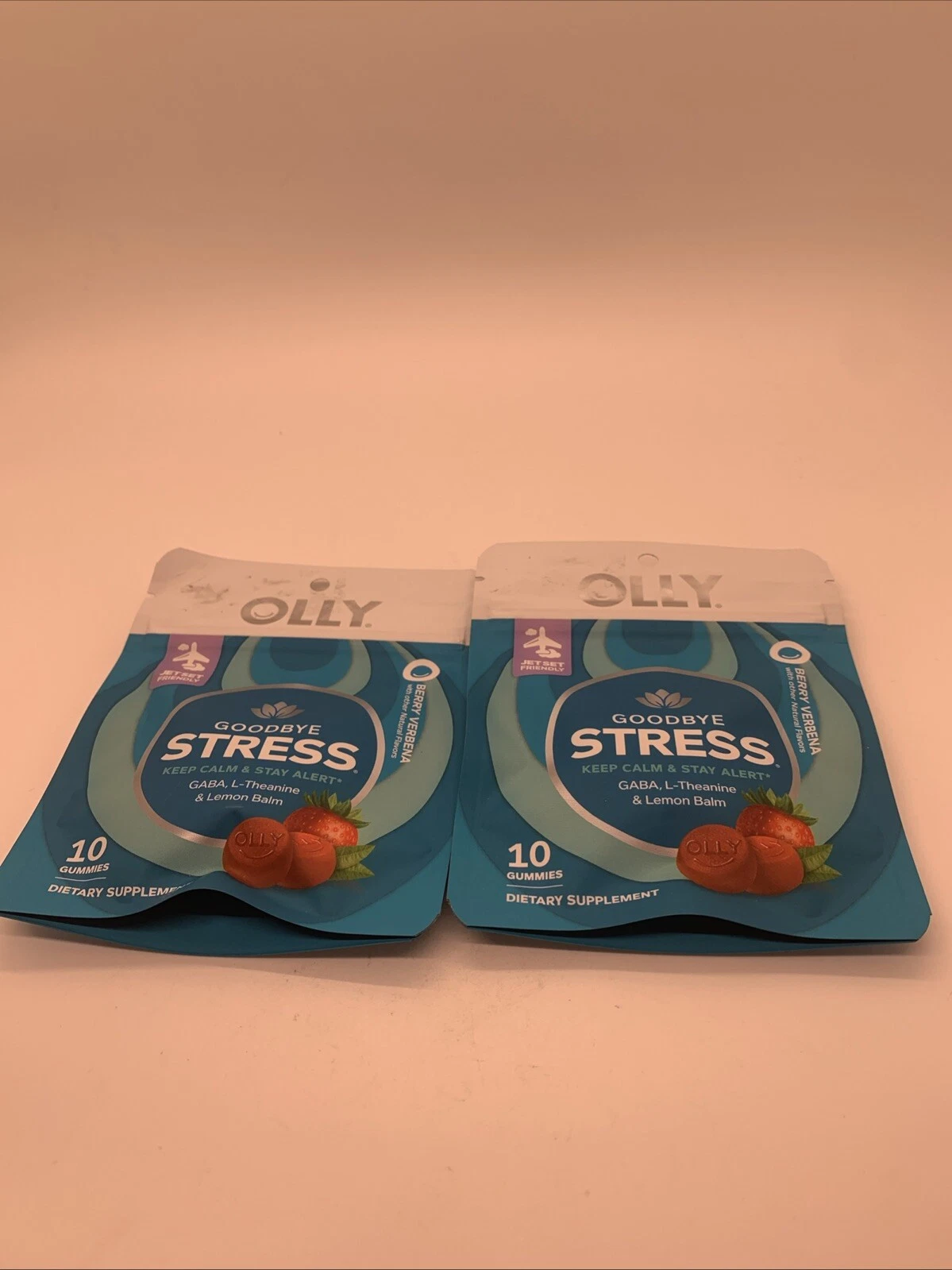 Olly Goodbye Stress Gummies Travel Size Pouch Lot 2 Berry Verbena Flavor