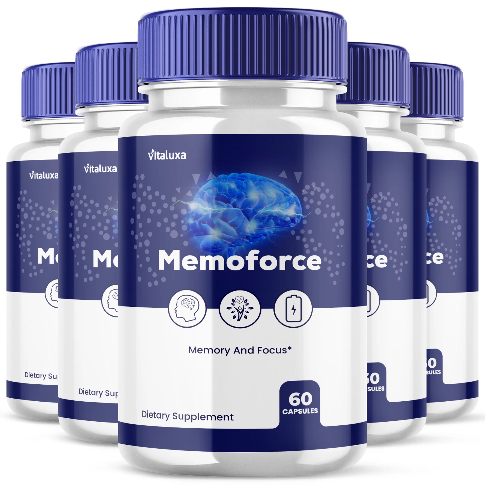 (5 Pack) Memoforce Advanced Memory & Focus Supplement Memo Force (300 Capsules)
