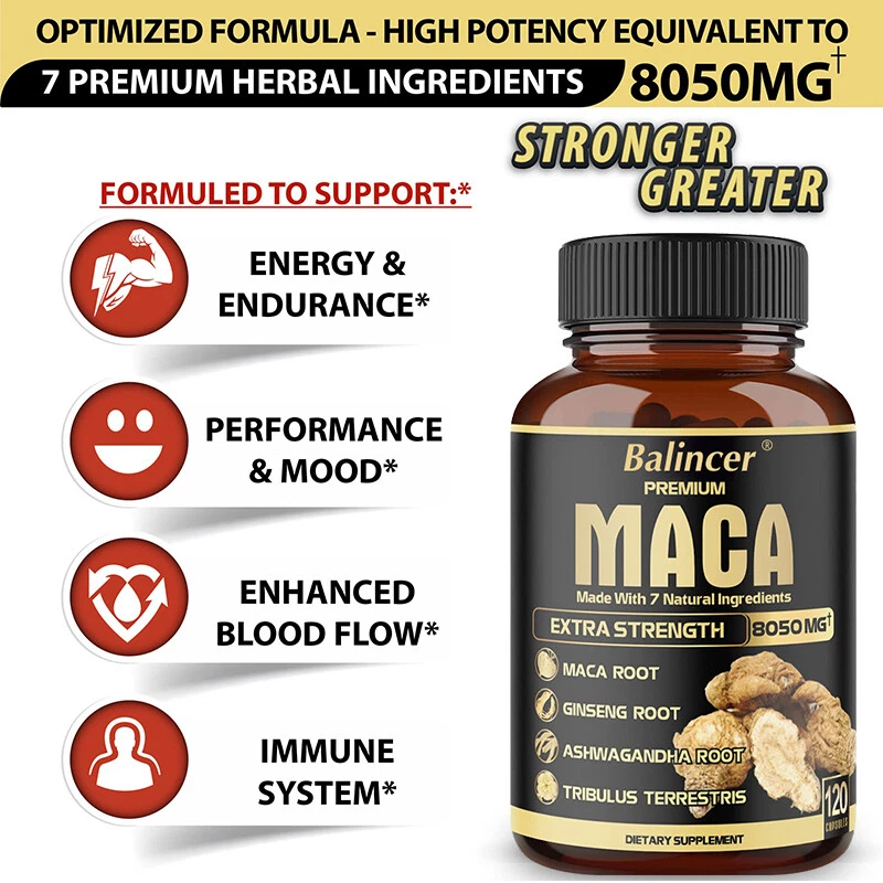 Maca & Ginseng - Men's Health, Muscle Health, Natural Energy 120 Capsules