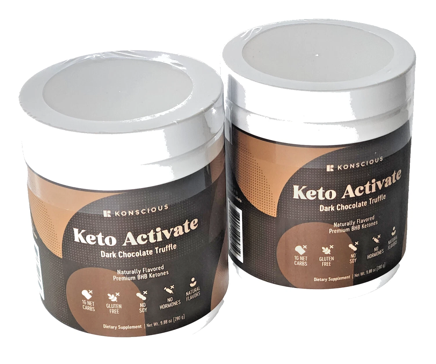 Konscious Keto Activate Dark Chocolate Truffle BHB Ketones - 2 Sealed Jars 9/26