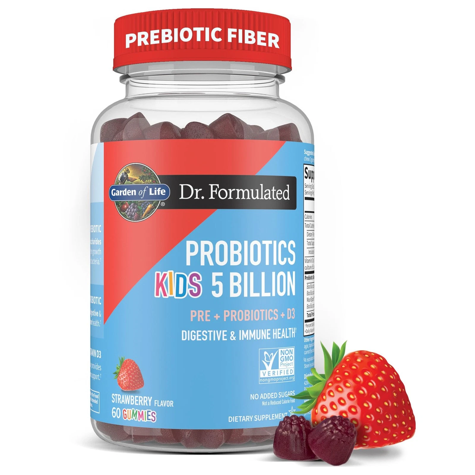 Dr Formulated Kids Probiotic Gummies 60 Count Strawberry Vegan 5 Billion CFU