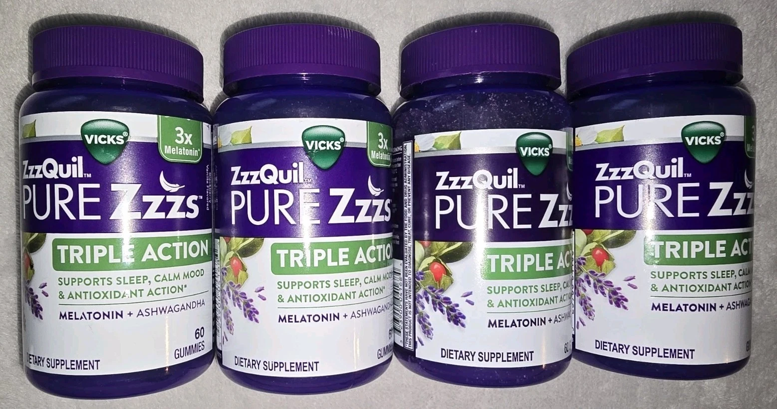 Vicks (4-PACK) ZzzQuil PURE Zzzs Triple Action 6mg Melatonin Gummies Exp. 05/26