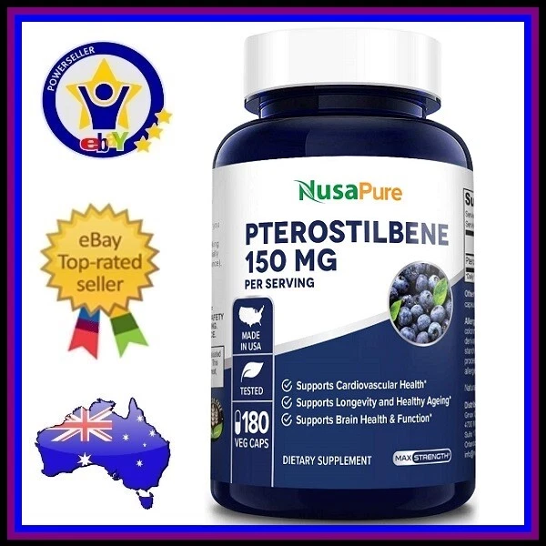 PTEROSTILBENE 150mg Anti Aging Longevity Cognitive NAD+ Booster Supplement 180Ct