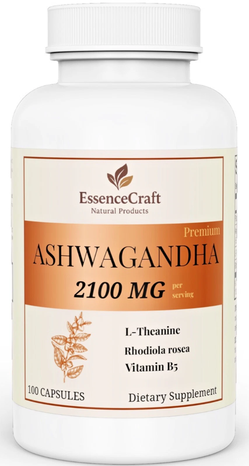 Ashwagandha 2100mg - Stress & Energy Support / L-Theanine and Rhodiola -100caps