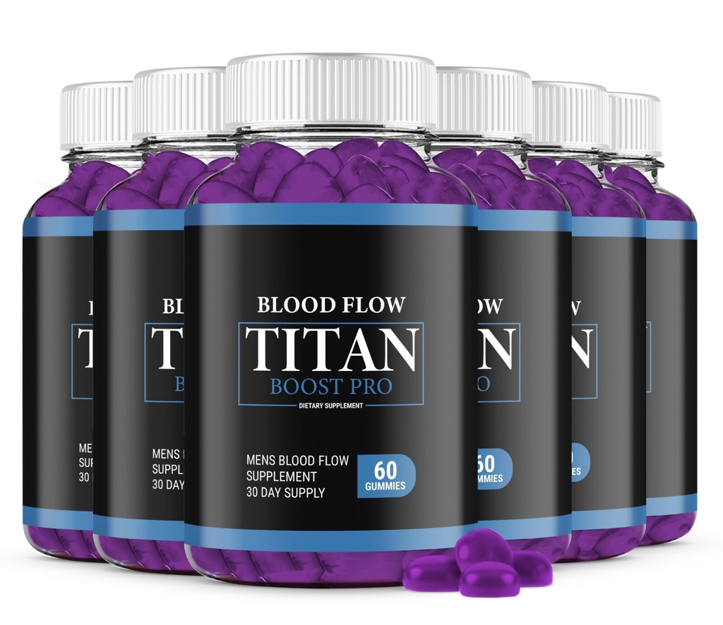 ( 6 Pack ) Blood Flow Titan Boost Pro Gummies, Mens Blood Flow Supplement