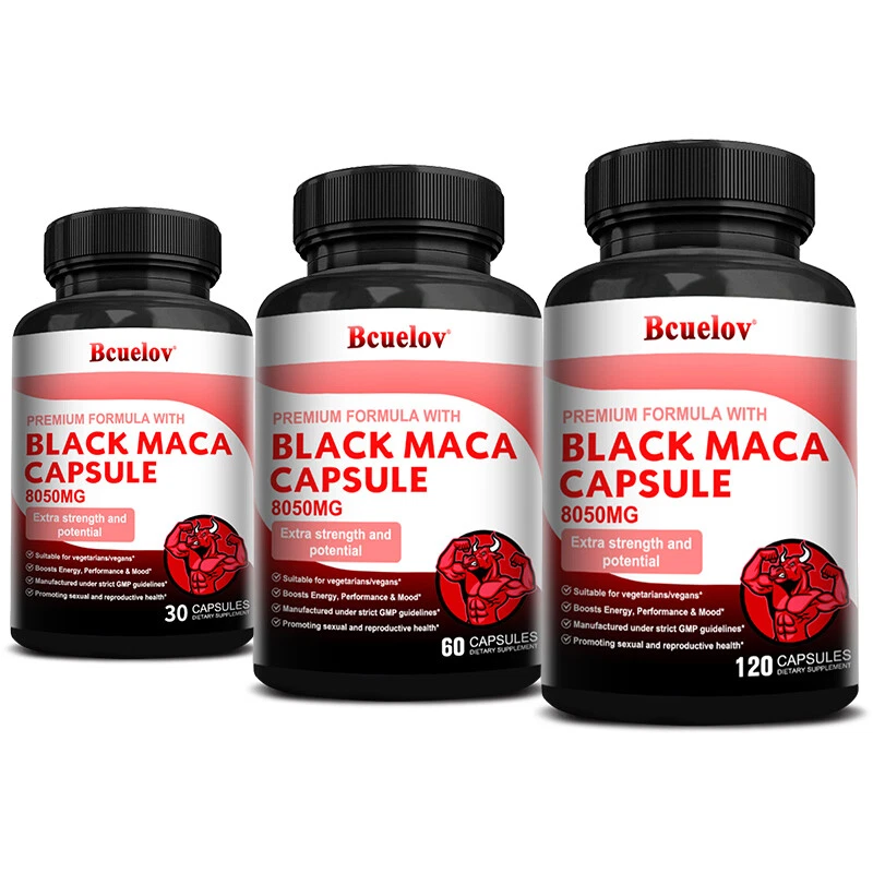 Black Maca Capsules 8050 mg 120 Caps With L-Arginine Ginseng Blend Black Pepper