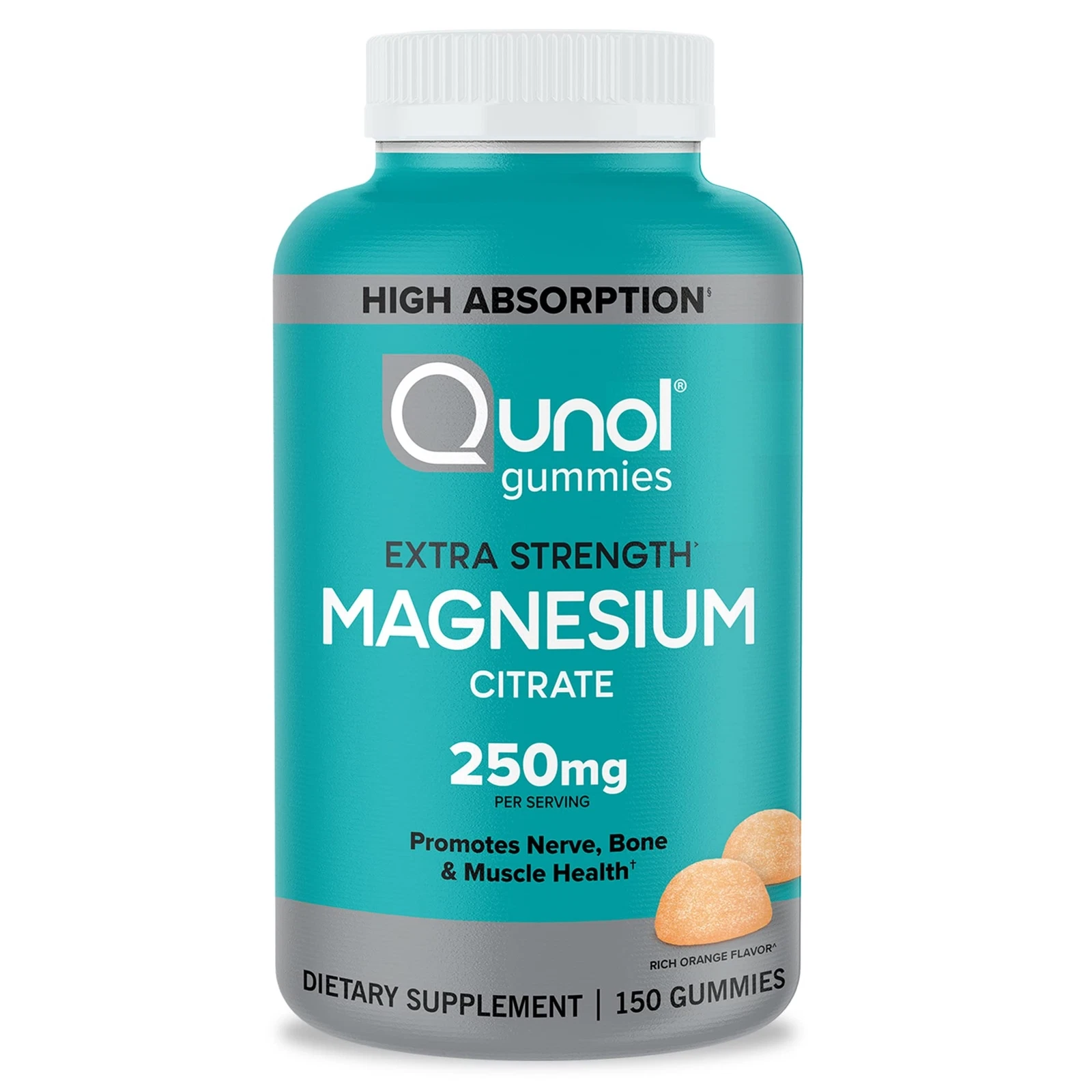 Qunol Magnesium Citrate Gummies for Adults, 250mg Magnesium Gummies Extra