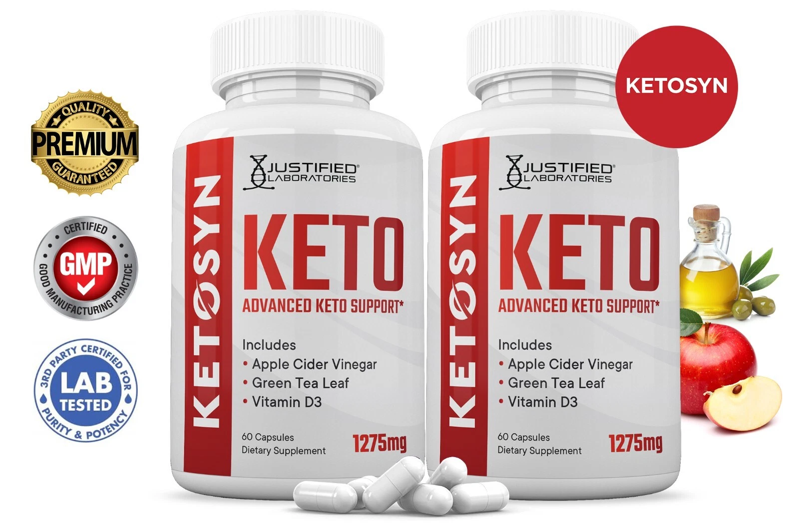 Ketosyn Keto ACV Pills 1275 MG Stronger Than Gummies Keto Support 2 Bottles